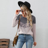 LOVEFERY Strictly selected  New autumn new products fashion leopard print color matching knitted sweater long sleeve 2025 casual top women