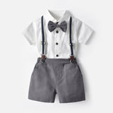 LOVEFERY Boys Summer Suit New Western Style Baby Online Red Fashionable Shirt Short Sleeve Children's Summer Cool Handsome Two-Piece Suit Fashion