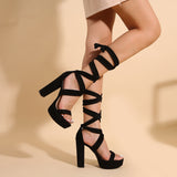 Chic Asymmetrical Strap Platform Heels