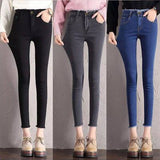 Wholesale Jeans Women's Black High Waist Cropped Ankle Tight Pencil Skinny 2024 New Korean Style Slimming and All-Matching Stretch