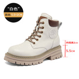 [Gao Ding Silk Cowhide]  New Hight Increasing Martin Boots Women's Ankle Boots with Thick Sole Worker Boots