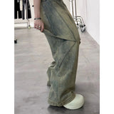 Plus Size Retro Washed Variable Slightly Flared Jeans Women's American High Waist Straight Loose Wide Leg Drape Long Pants