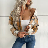 LOVEFERY women's clothing New3 autumn and winter 2025   short plaid cardigan shirt retro jacket jacket