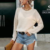 LOVEFERY New new popular autumn thin top round neck long sleeve hollow knitted sweater Japanese Popular trade women's clothing