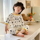 LOVEFERY New Children's Pajamas Summer Pure Cotton Thin Boys 'And Girls' Home Wear Suit Three-Quarter Sleeve Cartoon Air Conditioning Clothes