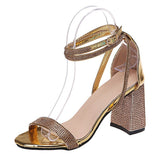 LoveFery Fashion Women's Rhinestone Chunky Buckle With Heels