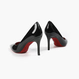 In Stock! Pumps Spring  Black Sexy Pointed Toe Shallow Mouth-43 Elegant Patent Leather Red Bottom Stiletto Heels for Women