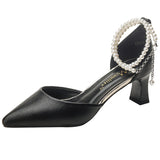 LoveFery Classy Durable Toe Chunky High Cap Heels