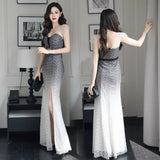 lovefery Evening Dress Women's Fishtail Dress Advanced Sexy Slim Long Temperament Banquet Lace Gradient KTV Girl's Clothes