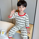 LOVEFERY New Children's Pajamas Summer Pure Cotton Thin Boys 'And Girls' Home Wear Suit Three-Quarter Sleeve Cartoon Air Conditioning Clothes