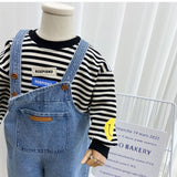 LOVEFERY New Children's Overalls Boys' Spring and Autumn Clothing Pants Baby Spring and Autumn Jeans Girls' Casual Trousers