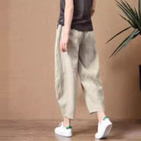 lovefery  New Korean Style Summer Loose Imitation Cotton Linen Elastic-Waist Wide Leg Pants for Women