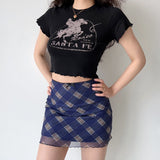 lovefery - Nostalgia Retro Plaid Mesh Skirt ~ HANDMADE