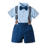 LOVEFERY Boys Summer Suit New Western Style Baby Online Red Fashionable Shirt Short Sleeve Children's Summer Cool Handsome Two-Piece Suit Fashion