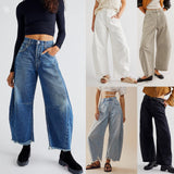 lovefery  Foreign Trade Straight Jeans New Multi-Color Cropped Pants Casual Wide-Leg Jeans for Women Su3573