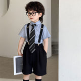 LOVEFERY Children's Suit  Summer New Short-Sleeved Shirt Two-Piece Set Boys Handsome Korean Style Performance Clothes Dresses of Bride Fellow Kids