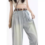 Retro Wide Leg Jeans Women's Spring 2024 New High Waist Slimming Cross-Body Design Sense Pear Shapes Pants