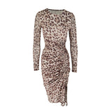 LOVEFERY 2025 AC398  ins New new women's clothing long-sleeved sexy leopard print high-waisted temperament Spice girl dress women