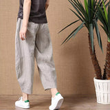 lovefery  New Korean Style Summer Loose Imitation Cotton Linen Elastic-Waist Wide Leg Pants for Women