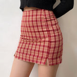 lovefery - Red Cara Plaid Skirt