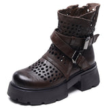 Leather Martin Boots Sandal Boots Women's Lightweight High-Top Women's Shoes Retro Handmade Bootie Handsome Motorcycle Female Boots