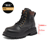 [Gao Ding Silk Cowhide]  New Hight Increasing Martin Boots Women's Ankle Boots with Thick Sole Worker Boots