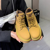 [Gao Ding Silk Cowhide]  New Hight Increasing Martin Boots Women's Ankle Boots with Thick Sole Worker Boots