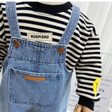 LOVEFERY New Children's Overalls Boys' Spring and Autumn Clothing Pants Baby Spring and Autumn Jeans Girls' Casual Trousers