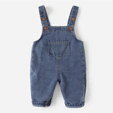 LOVEFERY Baby Denim Suspender Pants Spring and Autumn Baby 0-3 Years Old Fashionable Fashionable Pants Boy Cute Trousers Spring Korean Style