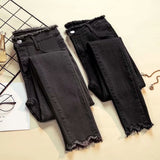 Wholesale Jeans Women's Black High Waist Cropped Ankle Tight Pencil Skinny 2024 New Korean Style Slimming and All-Matching Stretch