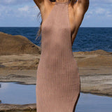 LOVEFERY 2025 backless elegant long dress knitted beach wind