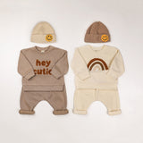 LOVEFERY INS New European and American Baby Suit Spring and Autumn Male Baby Fashion Rainbow Letter Long Sleeve Sweater Trousers