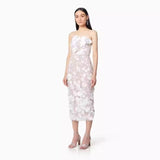 LOVEFERY popular spring clothing 2025 sexy sleeveless color three-dimensional flower embroidery slim-fit hip-wrapped tube top dress medium and long dress