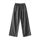 lovefery  Elastic High Waist Striped Straight Quick-Drying Sports Pants Women's Autumn Loose Slimming Drawstring Ankle-Tied Wide-Leg Casual Pants