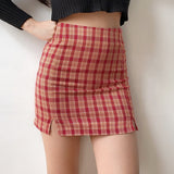 lovefery - Red Cara Plaid Skirt