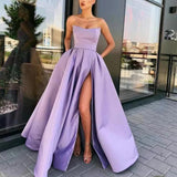 LOVEFERY popular new 2025 Popular trade dress performance clothes sexy tube top split fork long banquet host evening dress