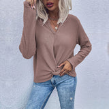 LOVEFERY Autumn long-sleeved pullover knitted sweater women's Popular trade explosion New popular new waffle kink bottoming top