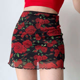 lovefery - Vintage Roses Mesh Skirt ~ HANDMADE