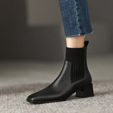 New Martin Boots Women's Autumn and Winter HOTan and NEWn Style Square Toe Booties Women's Chunky Heel Mid Heel Boots Foreign Trade Wholesale