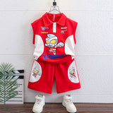 LOVEFERY Ultraman Clothes Boys Summer Suit  New Fashionable Pu Handsome Children's Summer Short Sleeve Motorcycle Clothing Tide