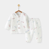 LOVEFERY Children's Suit Summer Thin Baby Long-Sleeved Homewear Pajamas Baby Split Clothes Two-Piece Cotton Gauze