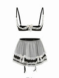 lovefery Three-point Steel Silky Mesh Lingerie Set