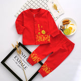 LOVEFERY Red Baby Full Moon Festive Clothes Newborn Child Hundred Days Cotton Products Summer and Autumn New Baby Stand Collar Suit