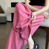 lovefery  Spring and Summer Dopamine Yamamoto Pants Idle Style Pleated Texture Casual Walking Pants Loose Women's Ice Silk Wide-Leg Pants