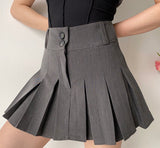 lovefery - Campus Drama Button Pleated Skirt