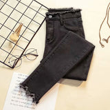 Wholesale Jeans Women's Black High Waist Cropped Ankle Tight Pencil Skinny 2024 New Korean Style Slimming and All-Matching Stretch