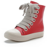 Cross-Border Fashion Street Small Leather Boots College Style  Big Shoe-Eye Short Boots