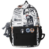 Street Fashion Printed Student Schoolbag Casual Junior High School Student Bag Fashion Brand Printing Cartoon Schoolbag Male and Female Students