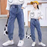 LOVEFERY Girls' Wide-Leg Pants  Spring and Autumn New Children's Western Style Girls Medium and Big Children Loose Casual Straight-Leg Jeans Fashion