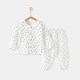 LOVEFERY Children's Suit Summer Thin Baby Long-Sleeved Homewear Pajamas Baby Split Clothes Two-Piece Cotton Gauze